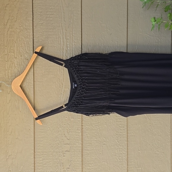 Torrid Black Crochet Trim Maxi Dress Pockets Fringe - Picture 5 of 13